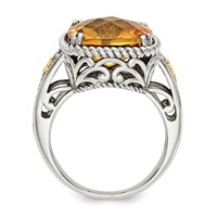 Shey Couture Sterling Silver with 14K Accent Antiqued Cushion Citrine Ring view 2