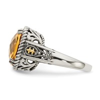 Shey Couture Sterling Silver with 14K Accent Antiqued Cushion Citrine Ring view 3
