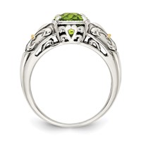 Shey Couture Sterling Silver Ring with 14K Accent Antiqued Cushion Peridot view 2