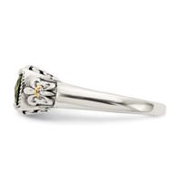 Shey Couture Sterling Silver Ring with 14K Accent Antiqued Cushion Peridot view 3