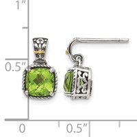 Shey Couture Sterling Silver Earrings with 14K Accent Antiqued Cushion Peridot Dangle Post view 4
