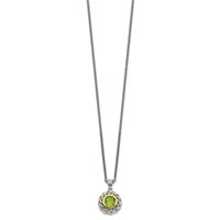 Shey Couture Sterling Silver with 14K Accent 18 Inch Antiqued Round Bezel Peridot Necklace view 2
