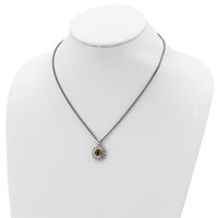 Shey Couture Sterling Silver with 14K Accent 18 Inch Antiqued Round Bezel Peridot Necklace view 4