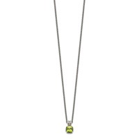 Shey Couture Sterling Silver Necklace with 14K Accent Antiqued Cushion Peridot, 18" view 2