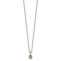Shey Couture Sterling Silver Necklace with 14K Accent Antiqued Pear Shaped Peridot - 18in view 2