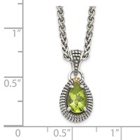 Shey Couture Sterling Silver Necklace with 14K Accent Antiqued Pear Shaped Peridot - 18in view 3