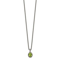 Shey Couture Sterling Silver Necklace with 14K Accent Antiqued Peridot Oval, 18" view 2