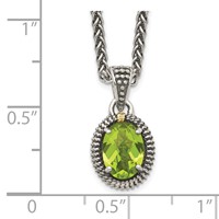 Shey Couture Sterling Silver Necklace with 14K Accent Antiqued Peridot Oval, 18" view 3