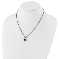 Shey Couture Sterling Silver Necklace with 14K Accent Antiqued Oval Peridot and Diamond, 18" view 4