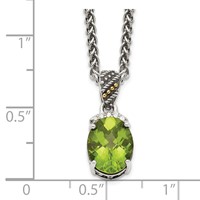 Shey Couture Sterling Silver Necklace with 14K Accent Antiqued Oval Peridot and Diamond, 18" view 3