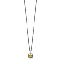 Shey Couture Sterling Silver Necklace with 14K Accent Antiqued Cushion Bezel Peridot, 18" view 2
