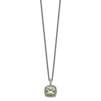 Shey Couture Sterling Silver Necklace with 14K Accent Antiqued Cushion Green Quartz, 18" view 2