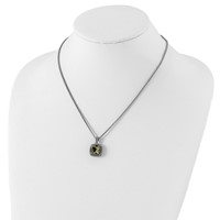 Shey Couture Sterling Silver Necklace with 14K Accent Antiqued Cushion Green Quartz, 18" view 4