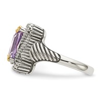 Shey Couture Sterling Silver Ring with 14K Accent Antiqued Cushion Pink Quartz view 3