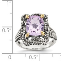 Shey Couture Sterling Silver Ring with 14K Accent Antiqued Cushion Pink Quartz view 4