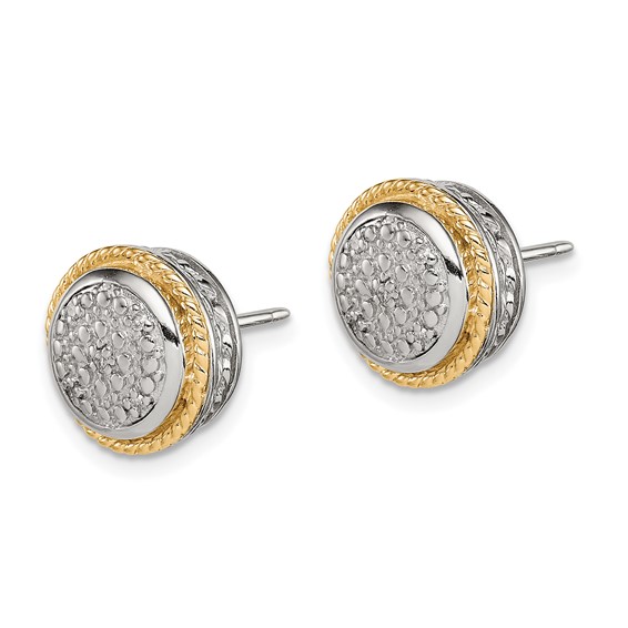 Shey Couture Sterling Silver Rhodium-plated with 14K Accent Polished Diamond Post Earrings