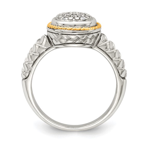 Shey Couture Sterling Silver Rhodium-plated with 14K Accent Polished Diamond Ring
