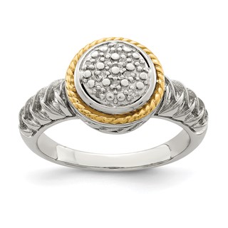 Shey Couture Sterling Silver Rhodium-plated with 14K Accent Polished Diamond Ring