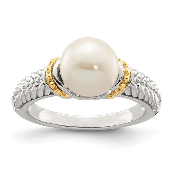 Shey Couture Sterling Silver Rhodium-plated with 14K Accent 8-9mm Freshwater Cultured Pearl Ring