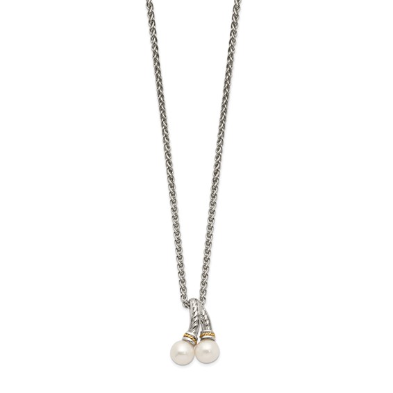 Shey Couture Sterling Silver Rhodium-plated with 14K Accent 18 Inch 6-7mm Freshwater Cultured Pearl Necklace