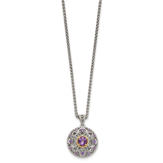Shey Couture Sterling Silver with 14K Accent 18 Inch Round Amethyst Necklace