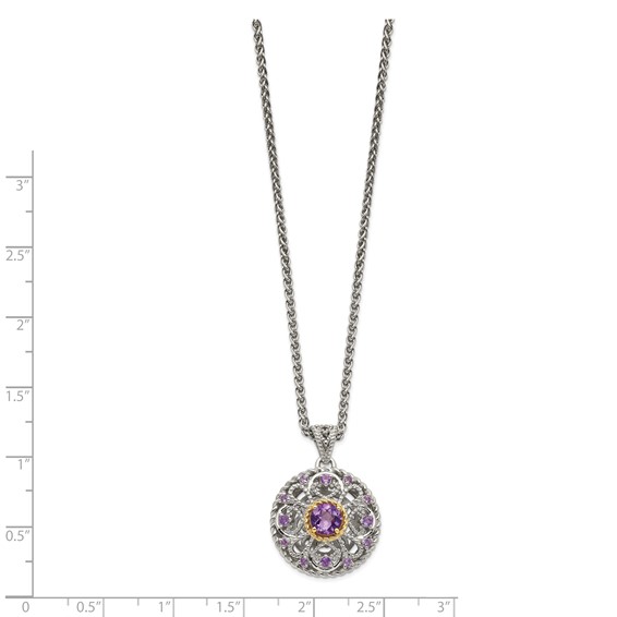 Shey Couture Sterling Silver with 14K Accent 18 Inch Round Amethyst Necklace