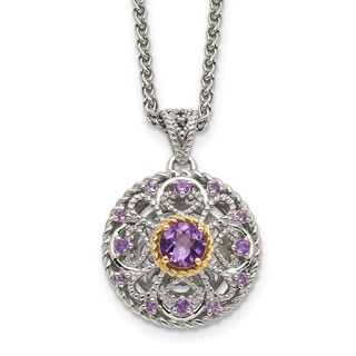Shey Couture Sterling Silver with 14K Accent 18 Inch Round Amethyst Necklace