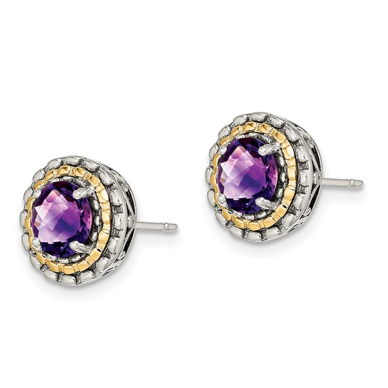 Sterling Silver w/ 14k Polished Gemstone Earrings