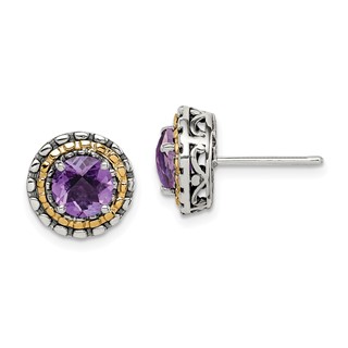 Sterling Silver w/ 14k Polished Gemstone Earrings