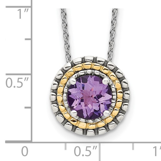 Shey Couture Sterling Silver with 14K Accent 18 Inch Antiqued Round Amethyst Necklace
