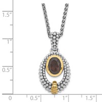 Sterling Silver & Flash Gold-plated Smoky Quartz Oval Necklace view 2