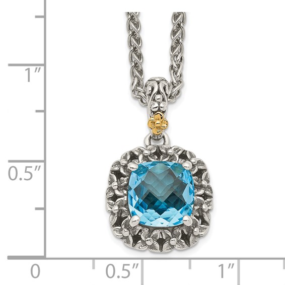 Shey Couture Sterling Silver with 14K Accent 18 Inch Antiqued Blue Topaz Necklace