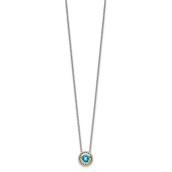 Sterling Silver w/14k Circle Gemstone Necklace