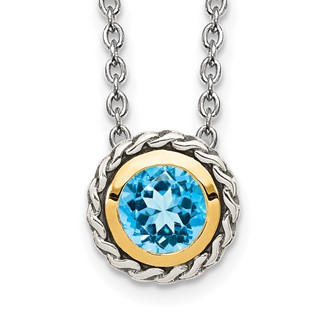 Sterling Silver w/14k Circle Gemstone Necklace