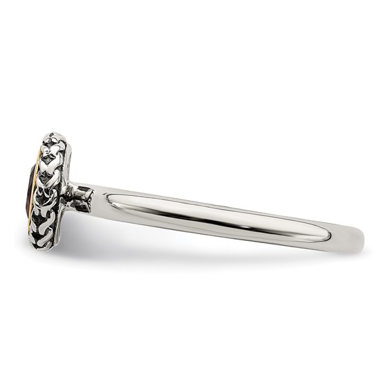 Sterling Silver w/ 14k Polished Gemstone Rings