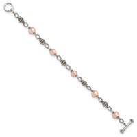 Shey Couture Sterling Silver Bracelet with 14K Accent Antiqued 9-10mm Freshwater Cultured Pink Pearl, 7.5" view 2