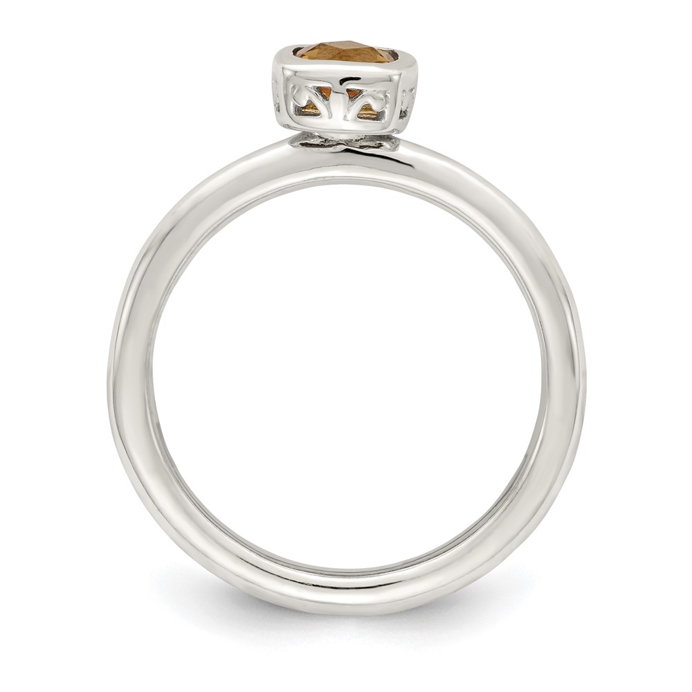 Shey Couture Sterling Silver Rhodium-plated with 14k Accent Polished Cushion-cut Citrine Ring (QTC1720-8)