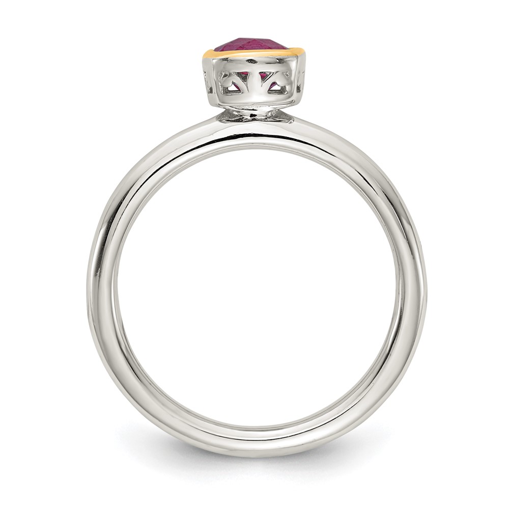 Shey Couture Sterling Silver Rhodium-plated with 14K Accent Polished Cushion-cut Rhodolite Garnet Ring (QTC1741-8)