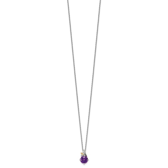 Shey Couture Sterling Silver with 14K Accent 18 Inch Round Amethyst Necklace with 2 Inch Extender