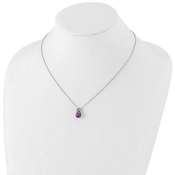 Shey Couture Sterling Silver with 14K Accent 18 Inch Round Amethyst Necklace with 2 Inch Extender