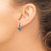 Shey Couture Sterling Silver Earrings with 14K Accent Antiqued Black Diamond Dangle Post Heart view 3