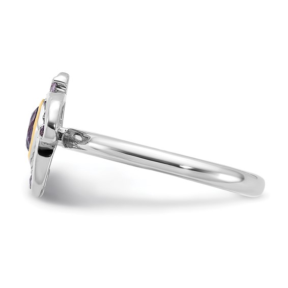 Sterling Silver Rhodium-plated w/14K Gemstone Rings