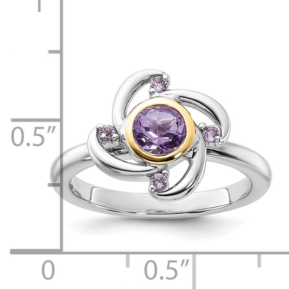 Sterling Silver Rhodium-plated w/14K Gemstone Rings