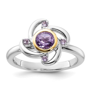 Sterling Silver Rhodium-plated w/14K Gemstone Rings