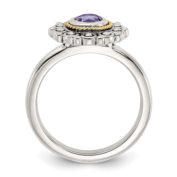 Shey Couture Sterling Silver with 14k Accent Antiqued Amethyst Ring