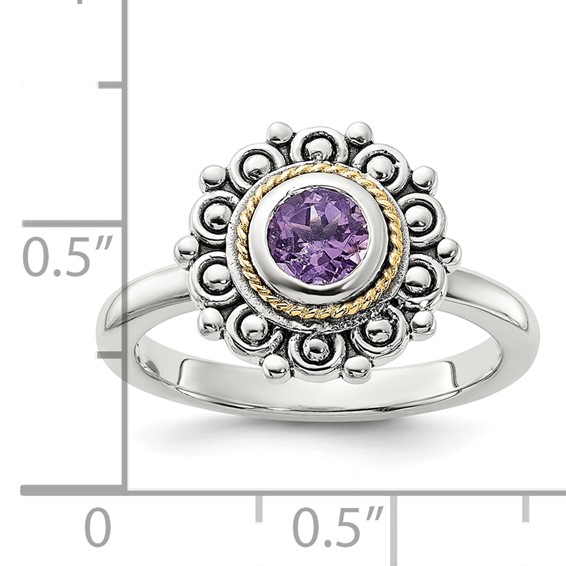 Shey Couture Sterling Silver with 14k Accent Antiqued Amethyst Ring