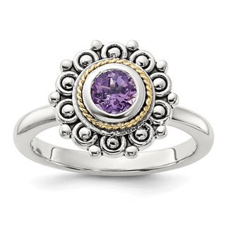 Shey Couture Sterling Silver with 14k Accent Antiqued Amethyst Ring