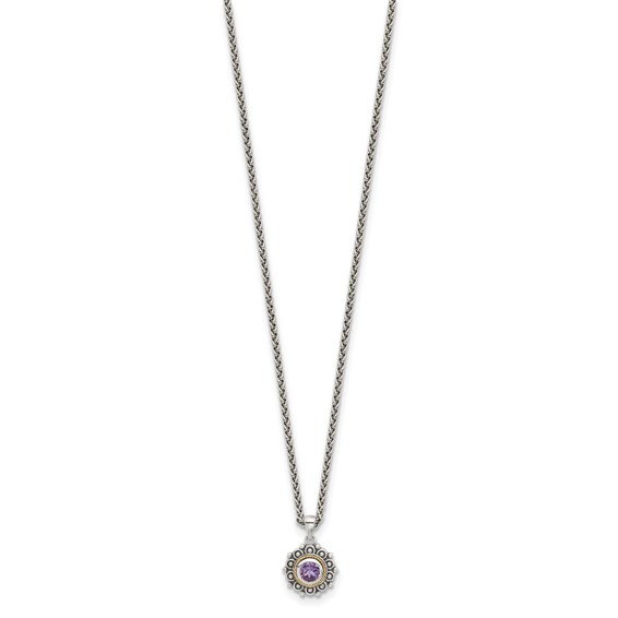 Shey Couture Sterling Silver with 14k Accent Antiqued Amethyst 18 inch Necklace