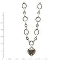 Shey Couture Sterling Silver Necklace with 14K Accent Antiqued Black Diamond Heart Drop, 17" view 2