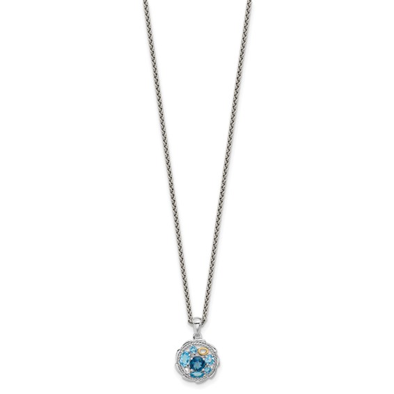 Shey Couture Sterling Silver Rhodium-plated with 14k Accent 1.36 Swiss Blue Topaz/1.05 London Blue Topaz/.09 White Topaz 18 inch Necklace